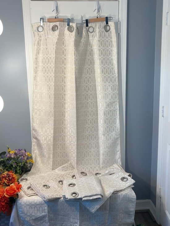 Dainty home Other - Dainty Home Set of 6 Ivory Geometric Grommet Curtain Panels 34” x 81”